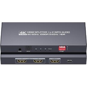 HDMI Splitter 1 في 4 Out 60Hz - HDCP 2.3 ، وضع EDID DownScaler ، HDR ، Dolby Atmos/DTS5.1/7.1 - ل PS4/PS5 و Elgato HD60S/X/Pro ، Apple TV 4K ، Retrotink ، Roku Soundbar ، وليس للهواتف المحمولة (DGL -GS104)