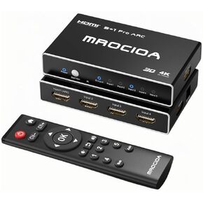 5 Port HDMI Switch Splitter 4K 60Hz/ HDCP2.3/ MF Remote/ARC for Auto Switch OnOff/eARC/Allm/Vrr/CEC/HDR10+/Dolby Vision. 5 in 1 Out Switcher selector Box hub Multi Adapter for Multiple Extra Port