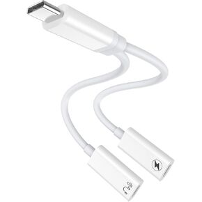 USB C Splitter, Dual USB C Famale to Male Headphone and Charger Adapter Audio Dongle Cable with PD 100W Fast Charging Type C Aux Dongle for iPhone 16/15 Pro Max,iPad,MacBook,Samsung Galaxy S25/S24