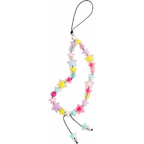 Colorful Star Phone Charms Cute Beaded Wrist Strap String Kawaii Cell Phone Chain Lanyard Camera Sweet Gifts