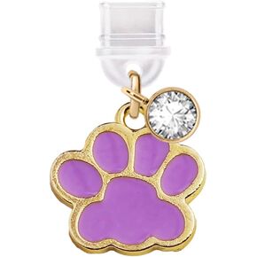 ELISE & FONDA TP410 Type-C USB Charging Port Anti Dust Plug Little Cat Paw Cell Phone Charm for iPhone 15 /Samsung/OnePlus/Xiaomi/oppo Android Phones (Purple)