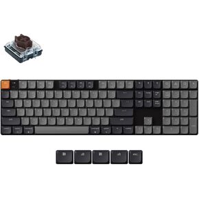 Keychron K5 QMK Custom Mechanical Keyboard, Ultra-Slim Full Size 104 Keys Wireless Gaming Keyboard, Low-Profile Brown Switch with RGB Backlits for Mac Windows, Version 2