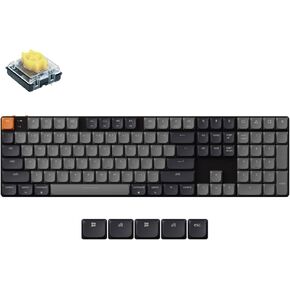 Keychron K5 QMK لوحة المفاتيح الميكانيكية المخصصة ، الحجم الكامل الحجم الكامل 104 مفاتيح لوحة مفاتيح ألعاب لاسلكية ، مفتاح بني منخفض البروتين مع RGB الخلفية لنظام التشغيل Windows ، الإصدار 2