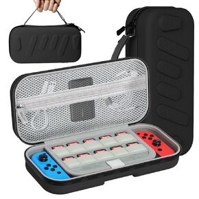مفتاح Bibuks Carning Case متوافق مع Nintendo Switch & Switch OLED ، وعلبة سفر التبديل المحمولة ، وحقيبة قذيفة صلبة واقية مع جيوب للملحقات والألعاب (أسود ، متوسطة)