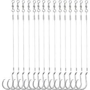 YOTO Circle Hook Rigs, 25PCS Saltwater Steel Octopus Hooks with Leader Wire – Ready-to-Fish Setup for Catfish and Bass