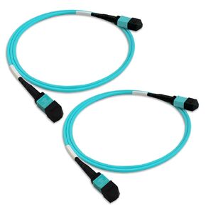 Gwliuni 2PCS 1M MPO الألياف البصرية سلك التصحيح ، OM3-150 قابس الطائر الكابل متعدد الوضع ، أنثى إلى أنثى ، 12 CORE 6 القناة B ، وجه PC END ، LSZH 3.0 مم ، متوافق مع 8 Core 4 Channel MPO
