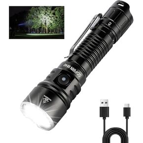 sofirn SK40 Tactical Flashlight 3200 Lumens, Rechargeable EDC Flashlight with 580 Meters Long Throw, Dual Switches LED Flash Light Spotlight for Camping Hiking Hunting Searching