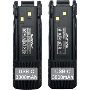 BAOFENG UV-82 Battery Extended 3800mAh USB-C Charger Repleacement Li-ion Battery for Ham Radio Compatible with UV-82X GMRS-V1 GMRS-V2 MURS-V1 MURS-V2 UV-82HP