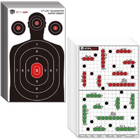 Atflbox 50 Pack 17X25 inch Silhouette Paper Target and 50 Pack 17X25 inch Battle Shooting Range Paper Target