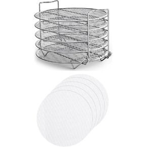 Goldlion Stainless Steel Dehydrator Rack and Dehydrator Sheets 5 Pack Non-stick Silicone Dehydrating Mats