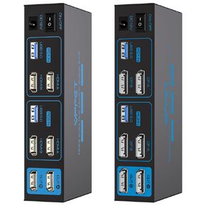 8K@60Hz Displayport/4K@60Hz HDMI KVM Switch 2 Monitors 2 Computers USB3.0 Dual Monitor KVM Switches for 2 PC Share 2 Monitor and 1 Set of Keyboard Mouse Printer and U Disk with 2 USB Cables