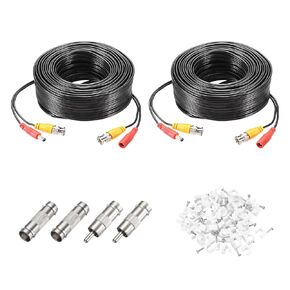 MECCANIXITY BNC Video Power Cable,5m/16ft All-in-One Security Camera Wire Cord DC Extension Wire for CCTV Security DVR Camera System Installation Plug & Play Cord,1 Set Black