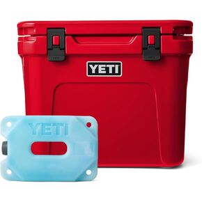 YETI Roadie 32 Hard Cooler with YETI ICE 2 lb, Rescue Red