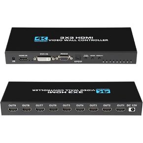 3x3 Video Wall Controller 4K HDMI DVI Input 1080P 3x3 2x3 2x4 4x2 1x4 TV Wall Controller Processor 9 Screen Splicing Splicer Box