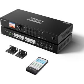 TESmart 4x4 Seamless HDMI Matrix Switch 1920x1080@60Hz Remote Control, Supports Audio Splitting, Preview Mode, RS-232, LAN Control, Rename Port
