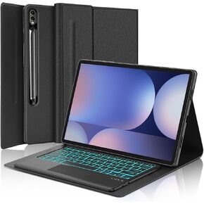 KVAGO Keyboard Case for Samsung Galaxy Tab S10 Ultra/ S9Ultra/ S8 Ultra 14.6 inch, 7 Color Backlit Detachable Keyboard, Multi-Gesture Smart Touchpad, Smart Cover with S Pen, Auto Sleep/Wake, Black