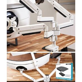 Heavy Duty Triple Monitor Arm with Reinforcement Plate for Ultrawide Monitors up to 57" and 44 lbs, Dual Monitor Stand for Dual 49" Vertical Stacked Monitor Mount