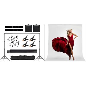 6.5x10ft Backdrop Stand for Parties and 10x12ft White Backdrop Photography