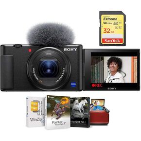 Sony ZV-1 Compact 4K HD Camera - Free Bundle with 32GB SDHC U3 Memory Card, Mac Software Package