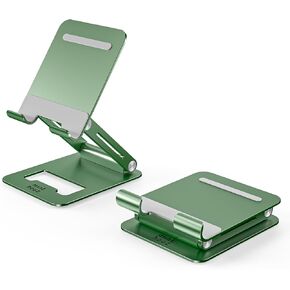 Minthouz Tablet Stand, Multi-Angle Adjustable Tablet Holder, Aluminum iPad Stand Compatible with iPhone 16 15 14 13 Pro Max Mini, 12 11 XR X 8 Plus SE, Smartphone-Green