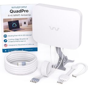 QuadPro Kit + 60’ Total Cable Bundle | 4x4 MIMO Panel Kit for 4G/5G Routers & Gateways | for T-Mobile Home Internet, Verizon, AT&T | Kit w/ 3X 20’ SMA Cables, Mount, U.Fl adapters, Window Entry