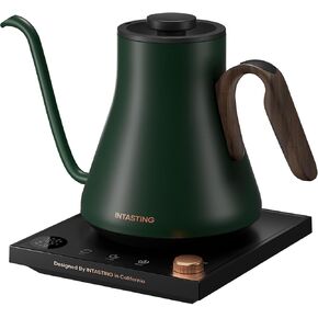 INTASTING Gooseneck Electric Kettle, 0.9L Pour Over Kettle with Precise 1℉ Temperature Control, Stainless Steel Inner, 1200W Quick Heating, for Coffee Master, Matte Black