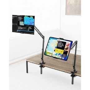 17.3" Portable Monitor Stand, Foldable Tablet Arm Mount for Desk, Kindle Holder for Reading in Bed, Adjustable Phone Stand Compatible with iPad Pro Air Mini, Samsung Galaxy Tab S9, Kindle, Cell Phone