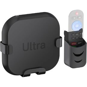 Metal Streaming Device Holder for Roku Ultra Mount with Remote Holder (Compatible with All Roku Ultra Models) - Space Saving Mount for Roku Ultra Holder to Mounted Back of TV or On The Wall