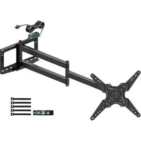 48'' Extension Long Arm TV Wall Mount with Power Outlet, Landscape to Portrait Full Motion TV Mount for 26''-65'' Screens, Max VESA 400x400mm, 16'' Wood Stud/Concrete/Brick Wall