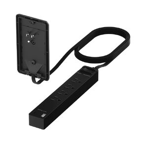 LIDER Surge Protected Outlet Extender, 4-Outlet Power Strip, 1 USB Type-A, and 1 USB Type-C Port, Ultra-Thin Wall Plate Plug with Cord Extender, Flat-Face, Slim Design, 5ft Cord, Black