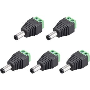 uxcell 5Pcs 5.5x2.5mm DC Power Jack Plug Adapter Connector for LED Strip CCTV Camera Cable Wire Ends