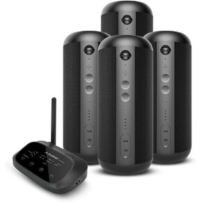 Avantree Harmony 2 - [Bluetooth Version] Advanced Wireless Stereo System for Multiple Rooms & Outdoor Party, 1 Transmitter & 4 Portable Bluetooth Speakers