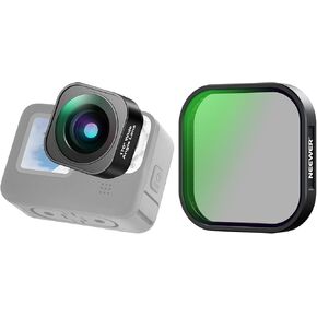 NEEWER 170° Ultra Wide Angle Lens and PL Filter Polarizing Lens Filter Compatible with GoPro Hero 12 Hero 11 Hero 10 Hero 9 Black Action Camera Lens Accessories