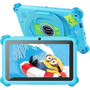 Kids Tablet 7 inch Toddler Children's Learning Tablet with WiFi Case 32GB Android System WiFi YouTube, GMS, Parental Control, Dual Camera for Boys Girls Educational Games Preinstalled, Blue