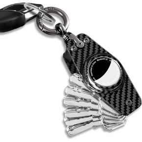 Carbon Fiber Key Organizer Compatible with Airtag Case, Compact Key Holder Key Case for Key Chains Car Keys, Minimalist Keychain Fit for AirTags Holder Pocket-Sized, Secures 2-8Keys