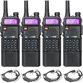 BAOFENG UV-5R 8W Ham Radio Handheld Long Range Dual Band High Power UV5R Walkie Talkies 3800mAh Battery Two Way Radio Full Kit Walkie Talkie, 4 Pack