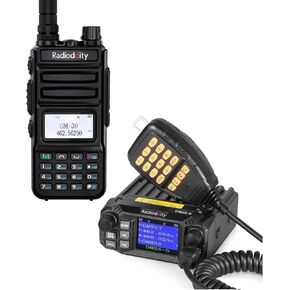 Radioddity GM-30 GMRS Handheld Radio 5W Display Sync + Radioddity DB25-G GMRS Mobile Radio Quad Watch 25W for Off Road Overlanding