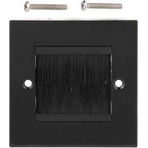 Single Brush Wall Plate, Cable Pass Through Insert for Wires with Single Gang Cable Access Strap for Coaxial Cables Home Theater(Black)