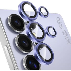 Tensea (3+2PCS Compatible with Samsung Galaxy S25 Ultra Camera Lens Protector, 9H Tempered Glass Camera Cover Screen Protector Metal Individual Ring [Installation Tray][Case Friendly]