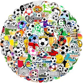 100pcs Soccer Sport Stickers for Water Bottle, Cool Soccer Gift Vinyl Waterproof Decal for Kids Teen Boy Adult Laptop Phone Skateboard Guitar Luggage Notebook Helmet (100pcs Soccer)