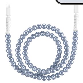 HianDier USB C to iPhone Charger[MFi Certified]3.3 FT 3A USB C Cable Elegant Stylish Morandi Pearl Beaded Fast Charging for iPhone Charger Cord Compatible with iPhone 14 13 12 11 Pro Max X XS XR-Blue