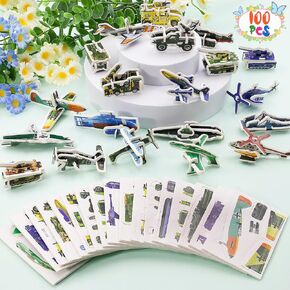 100Pcs 3D Cartoon Puzzle Educational 3D Puzzles for Kids Toys Themed 3D Jigsaw Puzzles DIY Puzzles Kits Toys Art Crafts for Ages 4-10 Boys and Girls Birthday Present Gift
