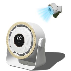 مروحة سطح المكتب الصغيرة USB ، مروحة محمولة قابلة لإعادة الشحن ، مروحة مصغرة مع عرض LED ، تشغيل هادئ وتناوب 360 درجة للمنزل ، المكتب ، غرفة النوم ، المطبخ (أبيض)
