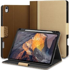 KingBlanc for Air 13-inch Case (M3 2025/M2 2024) with Built-in Pencil Holder, PU Leather Durable Protective Stand Folder Cover, Auto Wake/Sleep, Multi-Angle for Viewing/Typing, Magnetic Clasp, Brown in Kuwait