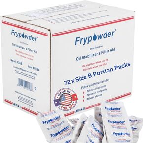 MirOil P32B Fry Powder Oil Stabilizer Filter Aid, 32 x Size B Portion Pack (240 ML Each), Deep Fryer Cooking Oil Saver, Removes Carbon Deposits
