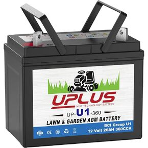 UPLUS U1 Riding Lawn Mower Battery, 12V 360CCA Garden Tractors Battery Maintenance Free AGM Batteries, Fit for John Deere, Cub Cadet, Husqvarna, Craftsman, Toro, Ariens, Poulan Pro and Troy-Bilt