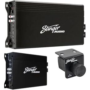 STINGER Audio MT20001 Monoblock Class D Mosfet Power Supply Car Amplifier with Remote Subwoofer Level Control, 2000 Watts RMS Audio MT-600.4 1000 Watt 4-Channel Car Audio Amplifier