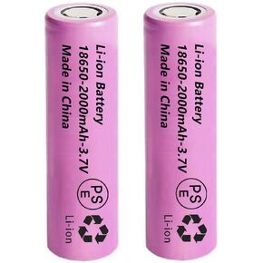2 Packs 3.7V 18650 Flat top Battery 18650 Rechargeable Batteries for Headlamp, LED Flashlight, Electronic Devices etc (Blue)