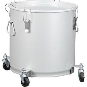 PioneerWorks Fryer Grease Bucket 8 Gal, Coated Carbon Steel Oil Filter Pot with Caster Base, Oil Disposal Caddy, Transport Container with Lid Lock Clip Nylon Filter Bag, Silver