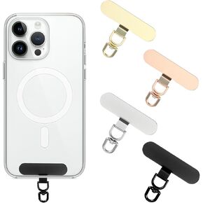 4Pcs Phone Tether Tabs & Metal Phone Patches Sticky-Free Universal Phone Lanyard Patch Heavy Duty Lanyard Tab Universal Cellphone Lanyard Pad Rotatable 360° Free Replacement Part for Cell Phone Strap